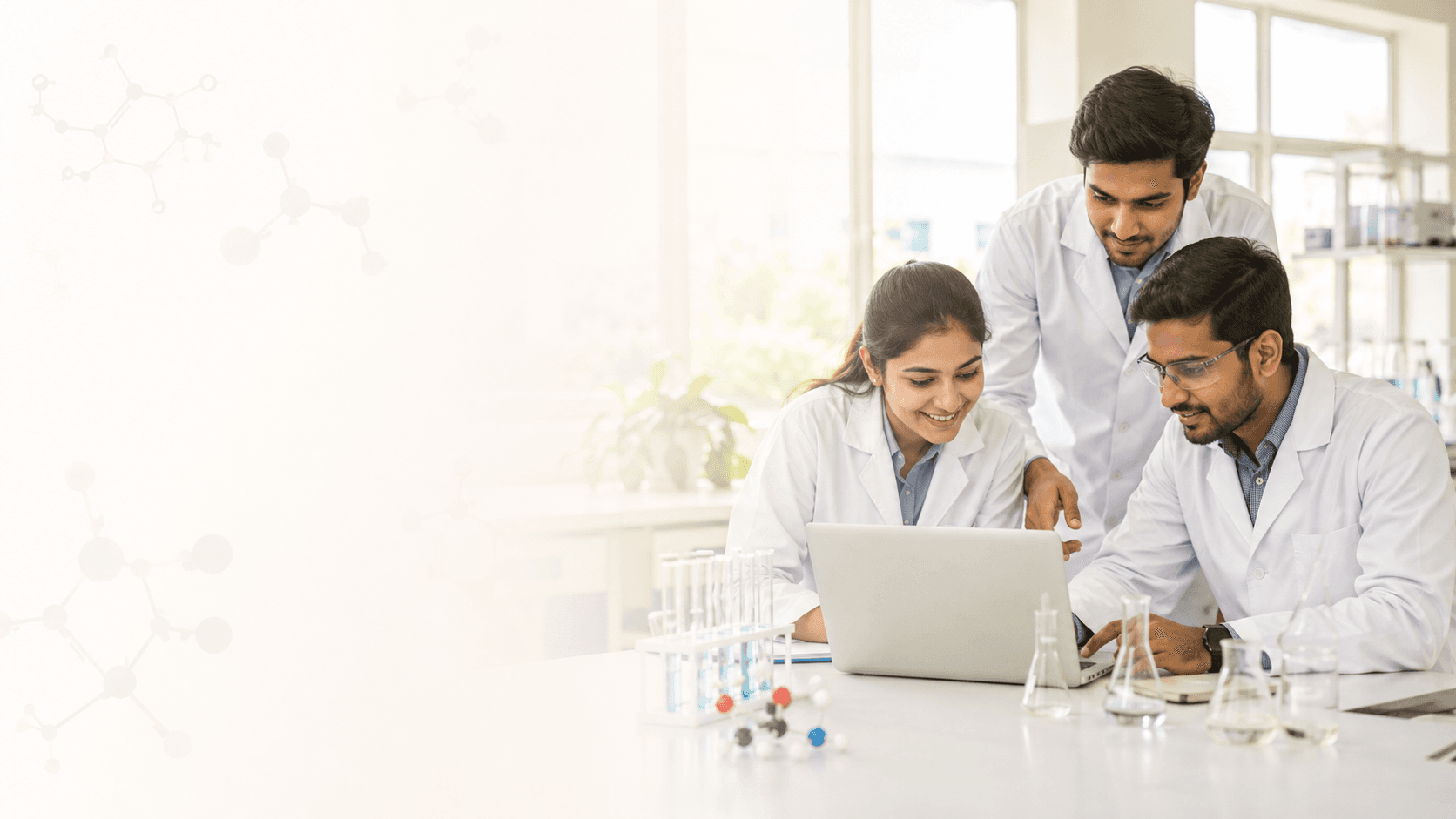 Medical researchers collaborating in a lab